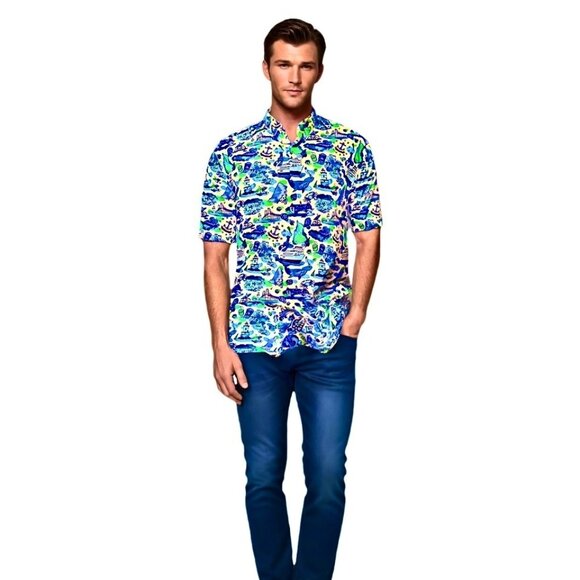 MEN'S Boatyard Button Down Shirt-Rhode Island Ocean State of Mind - Picture 1 of 4